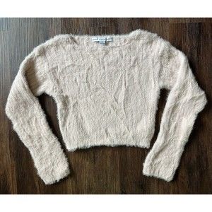 Hyfve Cropped Fuzzy Pink Sweater Size Small Women’s Crop Top Cozy Cottagecore S